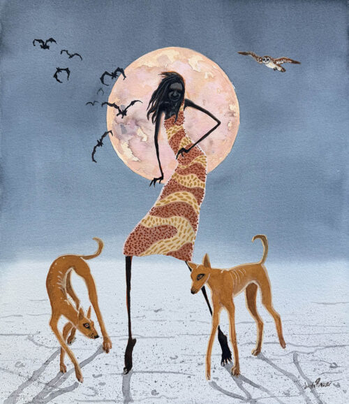 Girl and Desert Moonrise